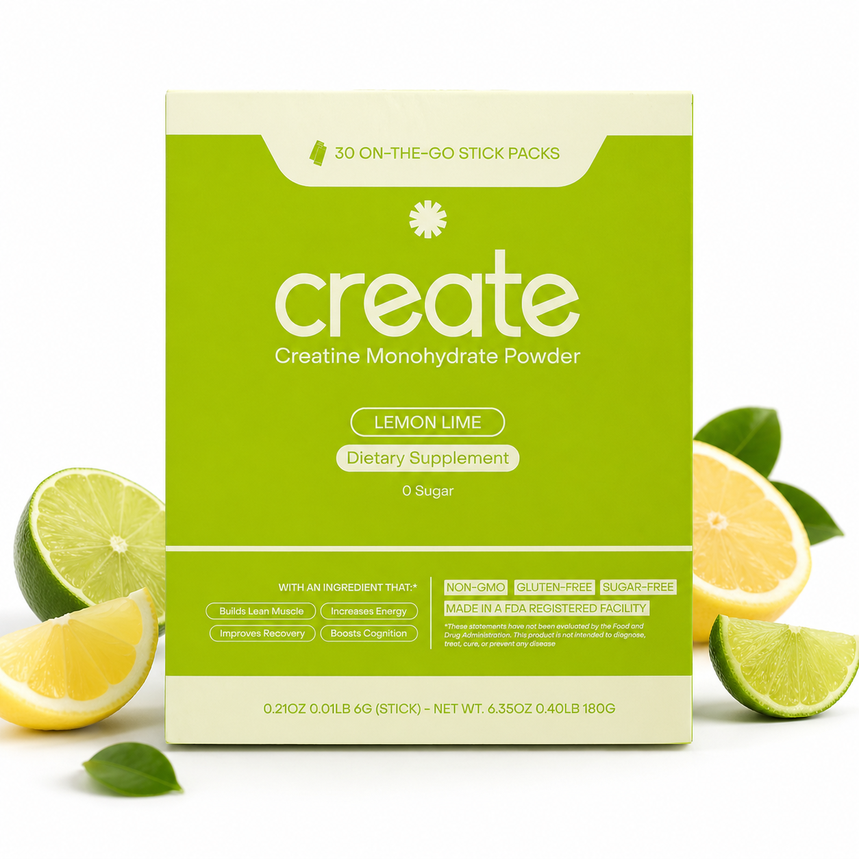 Creatine Monohydrate On-The-Go Stick Packs - Lemon Lime (30 Stick Packs)