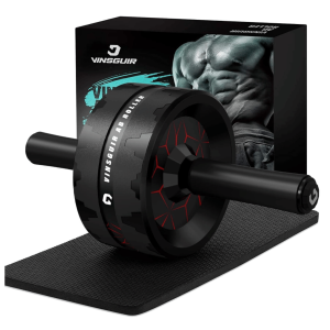Vinsguir ab roller wheel with knee pad, featuring a wide-wheel design and ergonomic handles for core strengthening, abdominal workouts, stability training, and home gym fitness.