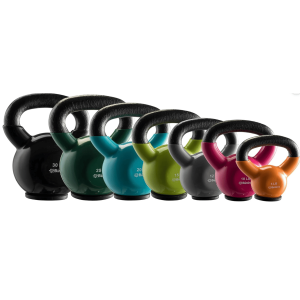 Bintiva kettlebell weight set featuring multiple colorful kettlebells in varying weights, designed for home gym strength training, functional fitness workouts, conditioning, and full-body exercise routines.