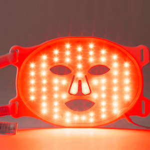 Omnilux Contour Face LED mask showing full-face LED array for red light and near-infrared skin rejuvenation treatments.