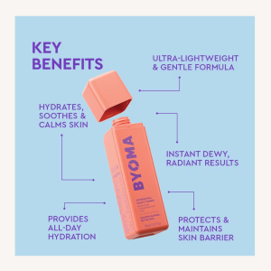BYOMA Hydrating Milky Toner infographic highlighting key skincare benefits including hydration, barrier support, and sensitive skin care. Image 6