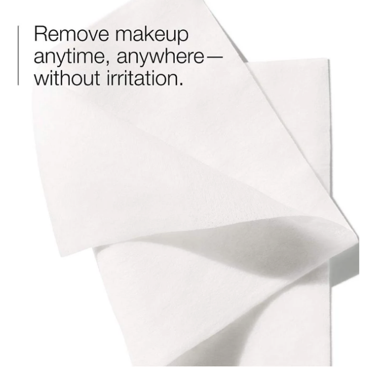 Close-up image of Clinque white micellar cleansing wipe used for gentle makeup removal without irritation.