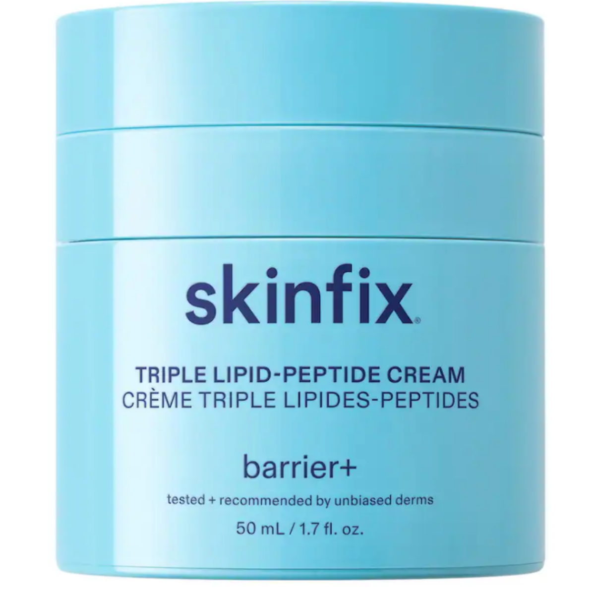Skinfix Barrier+ Triple Lipid-Peptide Cream moisturizer jar featuring a clean skincare formula designed for barrier repair, deep hydration, and sensitive skin support.